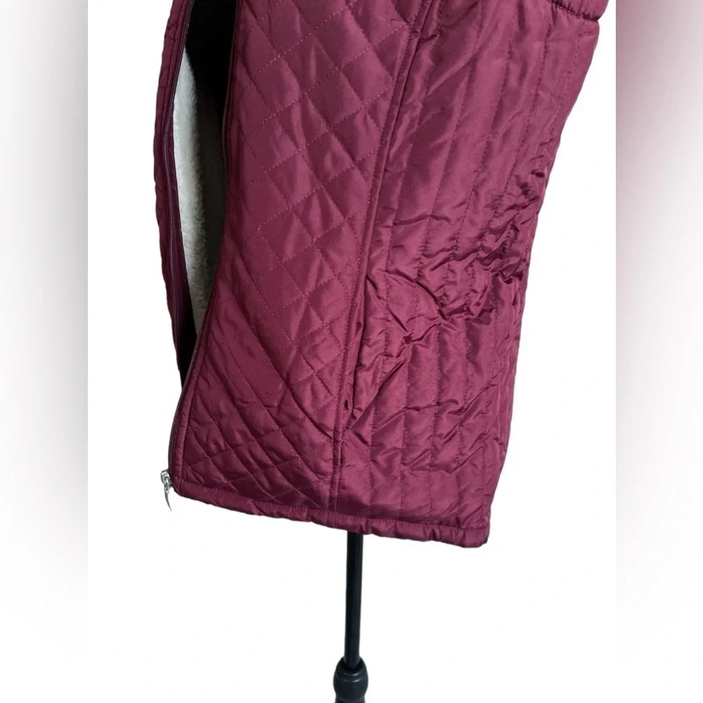 Ambiance burgundy puffer vest super soft plush lining pocketed zip front opening